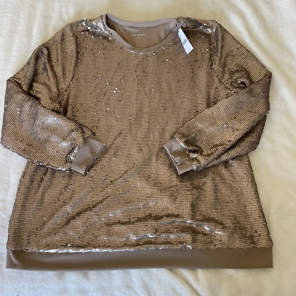 Lane Bryant Gold Sequin Sweater Top - Picture 1 of 7